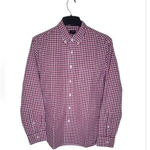 J. Crew Men's Shirt Size L Slim Fit Red Checked Button Up Long Sleeve Preppy